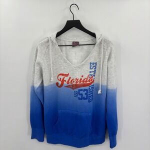 Knights Apparel Florida Gators Ombre Hoodie V-Neck Grey Blue Large 11/13